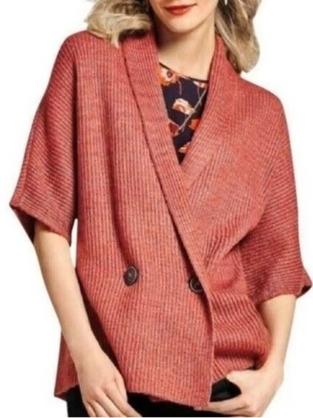 CAbi Ribbed Open-Front Shrug in Rust - Picture 2 of 4